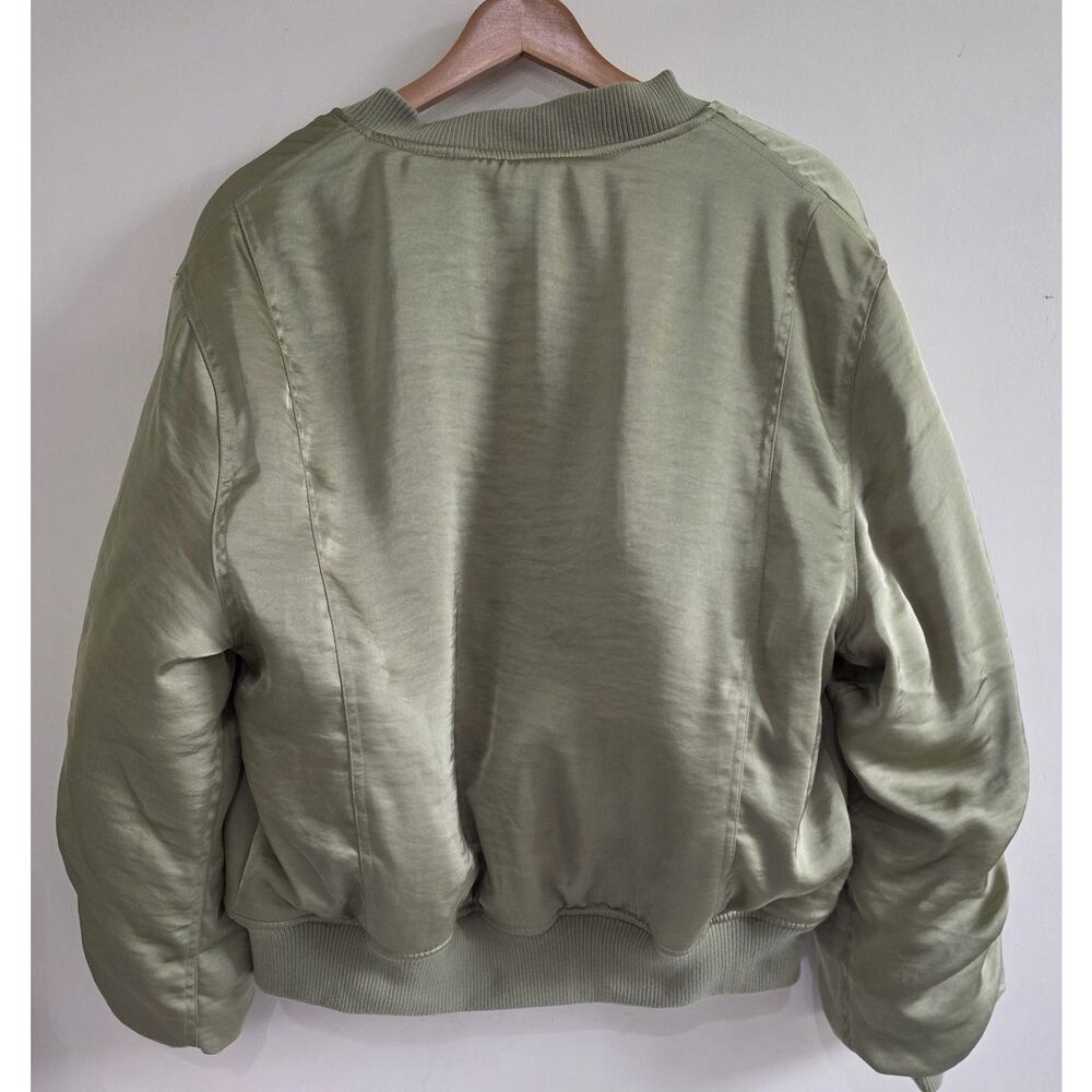 House of Harlow 1960 Gina Sage Green Padded Bomber Jacket Gold-tone HW Sz Large - Picture 2 of 8